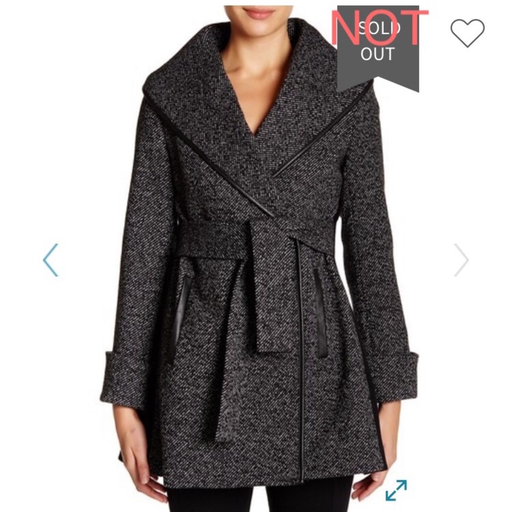 Trina Turk Jami Faux Suede Trim Wool Blend Coat